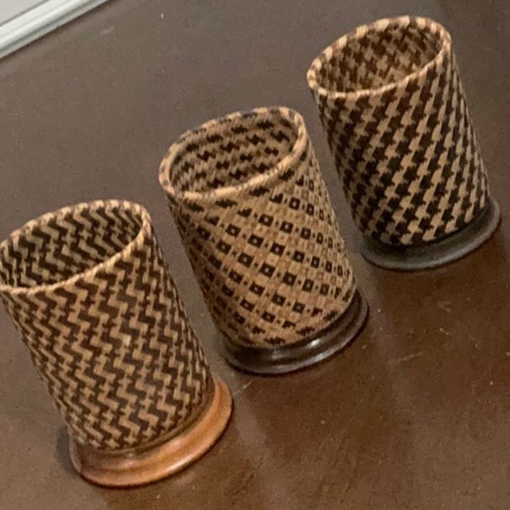 Woven Bamboo Pencil /brush Holders - Set of 3 NOS